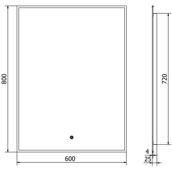Mexen Erma oglindă iluminată de baie 60 x 80 cm, LED 6000K, anti aburire, ramă neagră - 9814-060-080-611-70