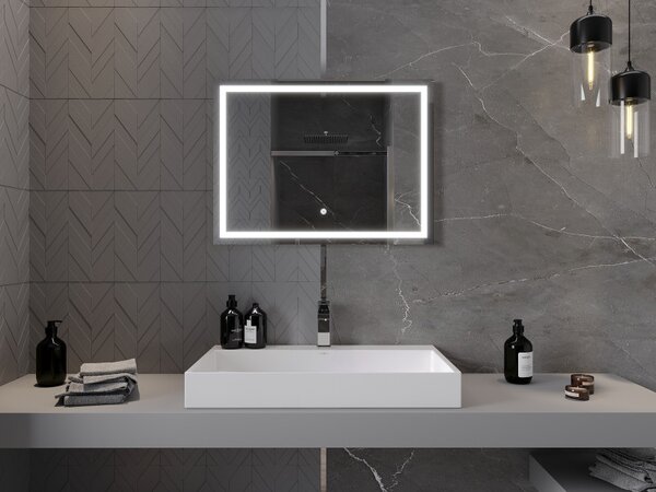 Mexen Miko, oglinda baie LED cu iluminare din spate 80 x 60 cm, 6000K, anti-aburire, 9819-080-060-611-00