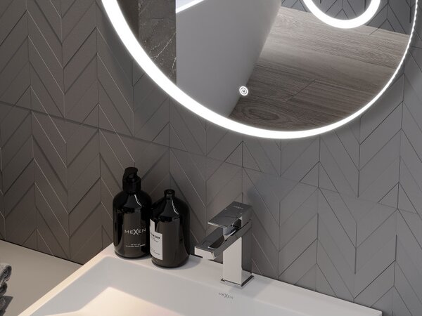 Mexen Ella, oglinda baie LED cu iluminare din spate si oglinda cosmetica 60x60 cm, 6000K, anti-aburire, 9811-060-060-611-00