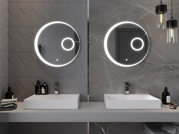 Mexen Ella, oglinda baie LED cu iluminare din spate si oglinda cosmetica 60x60 cm, 6000K, anti-aburire, 9811-060-060-611-00