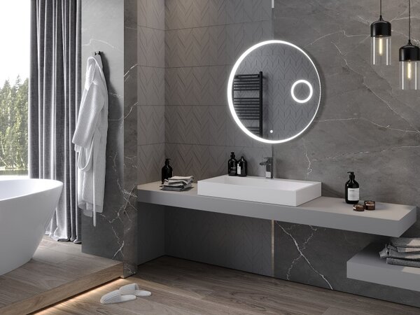 Mexen Ella, oglinda baie LED cu iluminare din spate si oglinda cosmetica 80x80 cm, 6000K, anti-aburire, 9811-080-080-611-00
