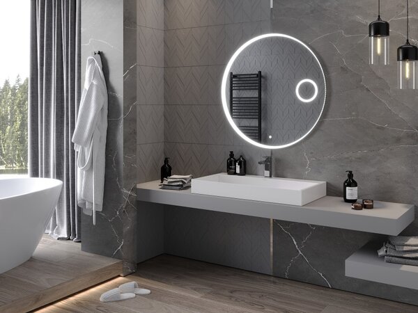 Mexen Ella, oglinda baie LED cu iluminare din spate si oglinda cosmetica 90x90 cm, 6000K, anti-aburire, 9811-090-090-611-00