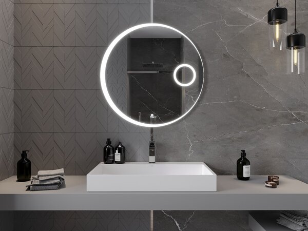 Mexen Ella, oglinda baie LED cu iluminare din spate si oglinda cosmetica 80x80 cm, 6000K, anti-aburire, 9811-080-080-611-00