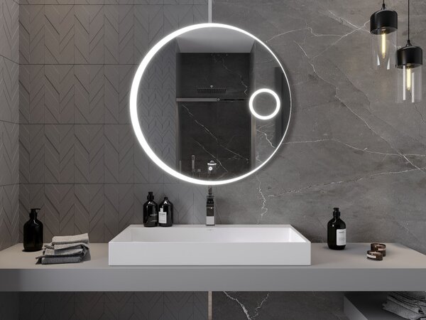 Mexen Ella, oglinda baie LED cu iluminare din spate si oglinda cosmetica 90x90 cm, 6000K, anti-aburire, 9811-090-090-611-00