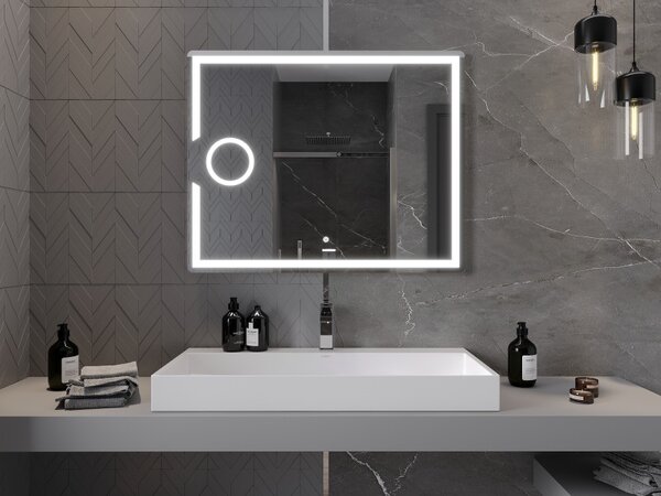 Mexen Onyx, oglinda baie LED cu iluminare din spate si oglinda cosmetica 100x80 cm, 6000K, anti-aburire, 9813-100-080-611-00