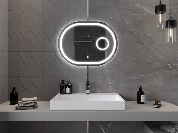 Mexen Umba, oglinda baie LED cu iluminare din spate si oglinda cosmetica 80 x 60 cm, 6000K, anti-aburire, 9822-080-060-611-00