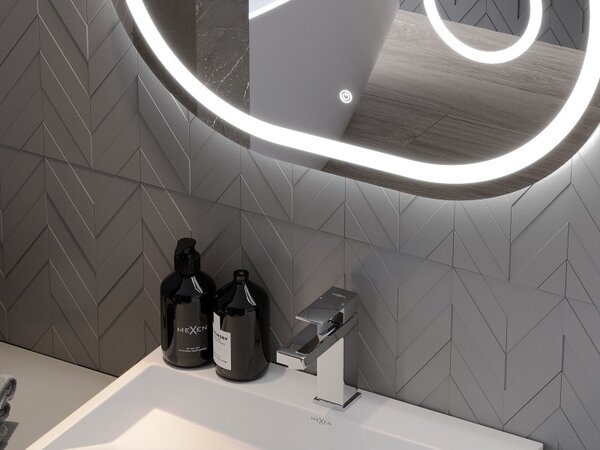 Mexen Umba, oglinda baie LED cu iluminare din spate si oglinda cosmetica 80 x 60 cm, 6000K, anti-aburire, 9822-080-060-611-00