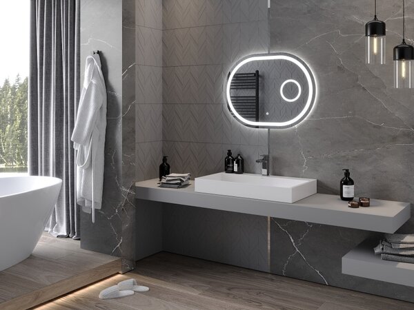 Mexen Umba, oglinda baie LED cu iluminare din spate si oglinda cosmetica 80 x 60 cm, 6000K, anti-aburire, 9822-080-060-611-00