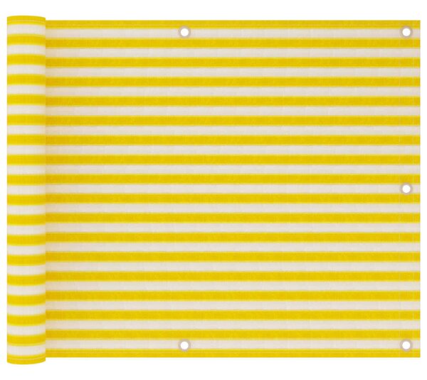 Paravan de balcon, galben și alb, 75x300 cm, HDPE