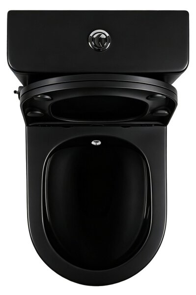 Erga Tina, Vas combinat WC 620x365x820 mm, Fără ramă + funcție bideu + capac WC, negru mat, ERG-V03-TINA-RIM-BID-BK