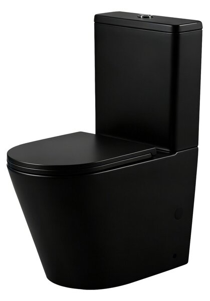 Erga Tina, Vas combinat WC 620x365x820 mm, Fără ramă + funcție bideu + capac WC, negru mat, ERG-V03-TINA-RIM-BID-BK