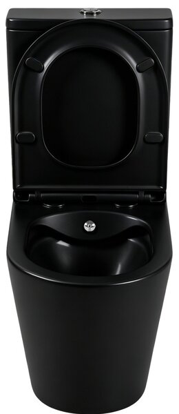 Erga Tina, Vas combinat WC 620x365x820 mm, Fără ramă + funcție bideu + capac WC, negru mat, ERG-V03-TINA-RIM-BID-BK