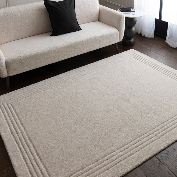 Covor fildeș țesut manual din lână 120x170 cm Orlo Ivory – Asiatic Carpets