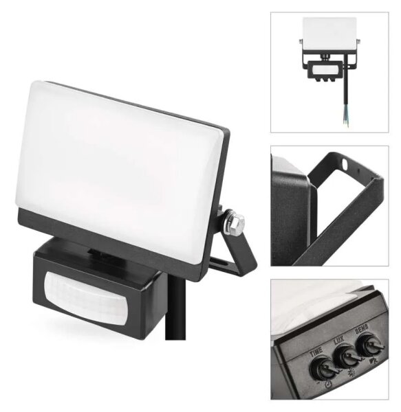 Proiector LED cu senzor de mișcare TAMBO EVO LED/10W/230V 4000K IP44 negru