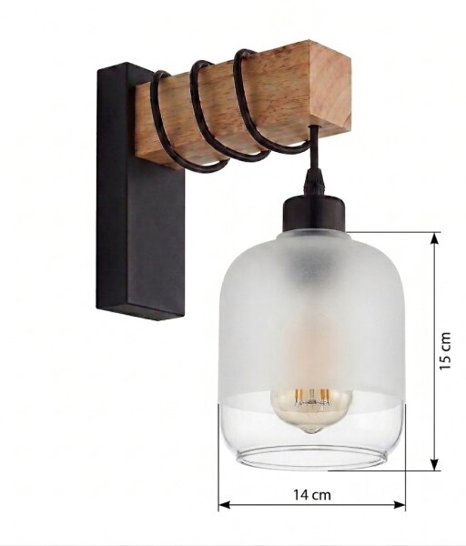 Brilagi - Aplică de perete WOOD GLASS 1xE27/60W/230V pin/negru/alb