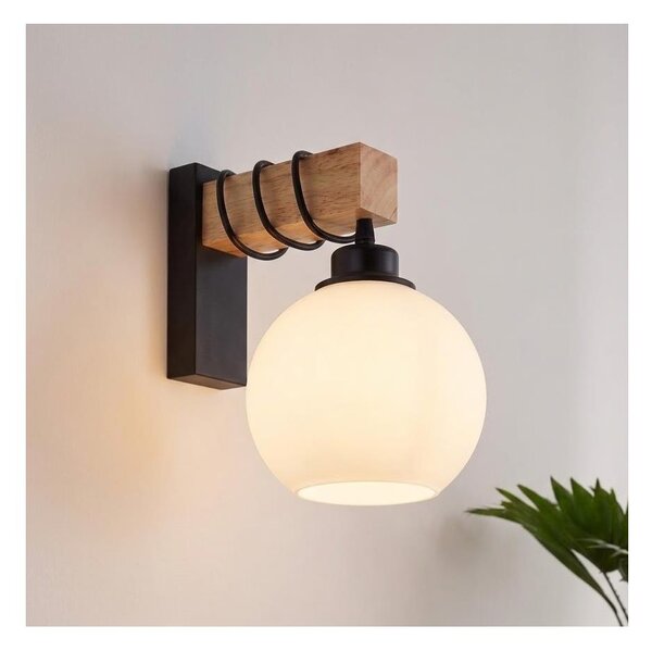 Brilagi - Aplica de perete WOOD GLASS 1xE27/60W/230V pin/negru/alb