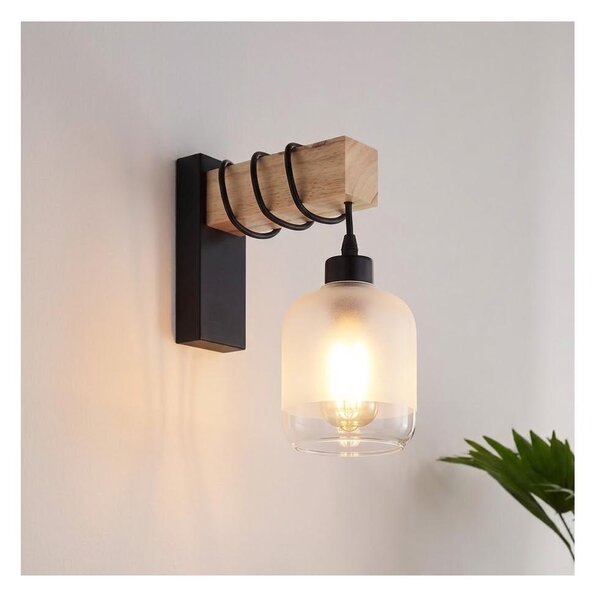 Brilagi - Aplică de perete WOOD GLASS 1xE27/60W/230V pin/negru/alb