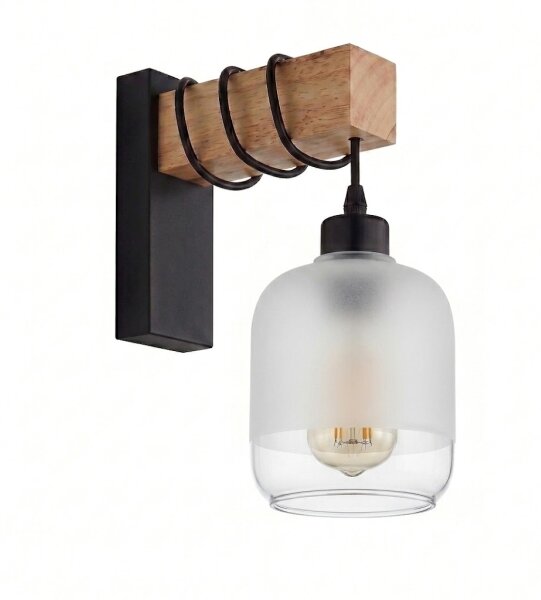 Brilagi - Aplică de perete WOOD GLASS 1xE27/60W/230V pin/negru/alb