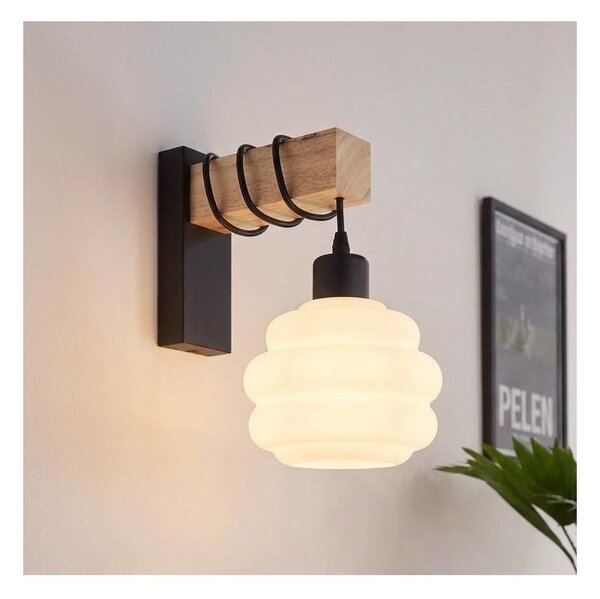Brilagi - Aplica de perete WOOD GLASS 1xE27/60W/230V pin/negru/alb