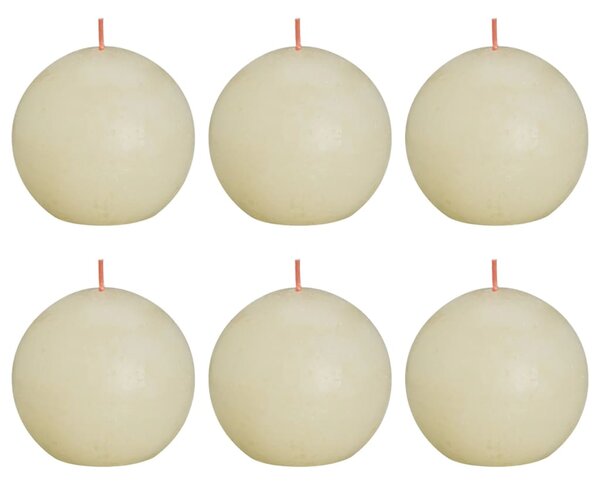 Bolsius Lumânări bilă rustice Shine, 6 buc., perlă fină, 76x71 mm 103668890305