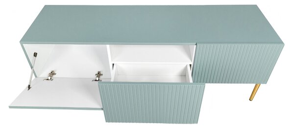 Comodă TV Nicole 150 cm - MDF salvie / picioare aurii