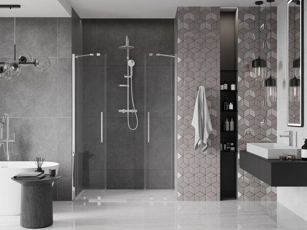 Mexen Velar Duo, usa culisanta pentru deschidere 150x200 cm, sticla transparenta 8mm, profil cromat, 871-150-000-02-01