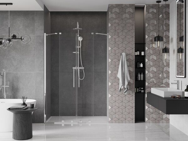 Mexen Velar Duo, usa culisanta pentru deschidere 150x200 cm, sticla transparenta 8mm, profil cromat, 871-150-000-02-01
