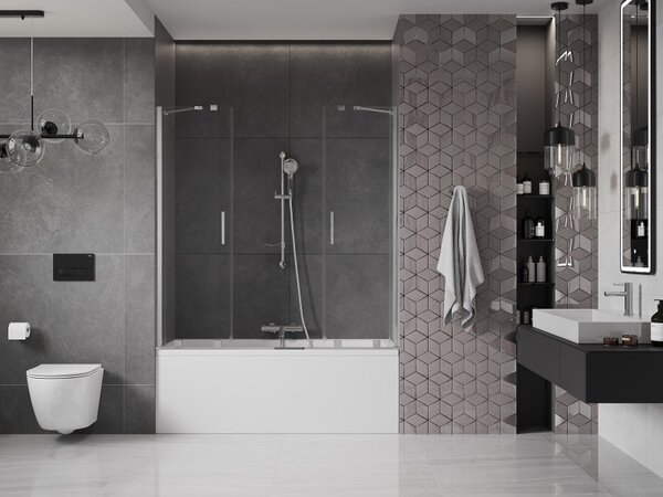 Mexen Velar Duo, paravan de baie glisant cu 2 aripi 140 x 150 cm, sticlă transparentă de 8 mm, profil cromat, 896-140-000-02-01