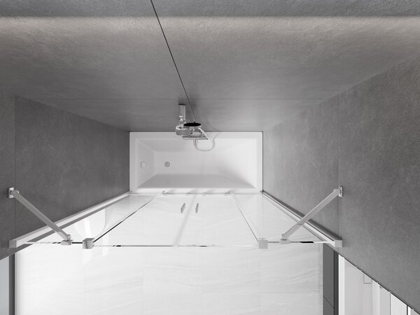 Mexen Velar Duo, paravan de baie glisant cu 2 aripi 140 x 150 cm, sticlă transparentă de 8 mm, profil cromat, 896-140-000-02-01