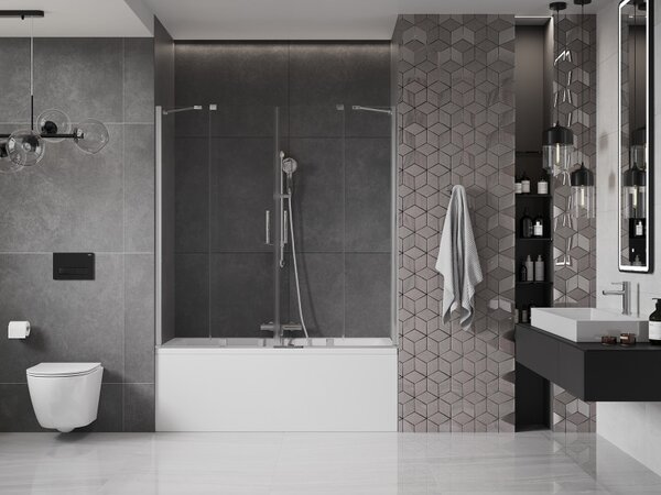 Mexen Velar Duo, paravan de baie glisant cu 2 aripi 140 x 150 cm, sticlă transparentă de 8 mm, profil cromat, 896-140-000-02-01