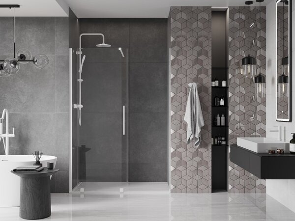 Mexen Velar, usa culisanta pentru deschidere 150x200 cm, sticla transparenta 8mm, profil alb, 871-150-000-01-20