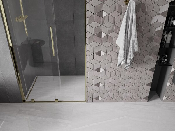 Mexen Velar, usa culisanta pentru deschidere 90x200 cm, sticla transparenta 8mm, auriu lucios, 871-090-000-01-50