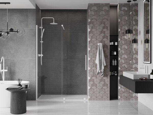 Mexen Velar, usa culisanta pentru deschidere 150x200 cm, sticla transparenta 8mm, profil alb, 871-150-000-01-20