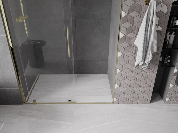 Mexen Velar, usa culisanta pentru deschidere 140x200 cm, sticla transparenta 8mm, auriu lucios, 871-140-000-01-50