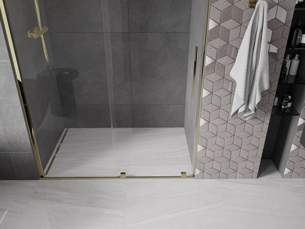 Mexen Velar, usa culisanta pentru deschidere 140x200 cm, sticla transparenta 8mm, auriu lucios, 871-140-000-01-50