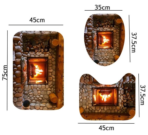 Set pentru baie: perdea, covorase si husa de toaleta, Fireplace