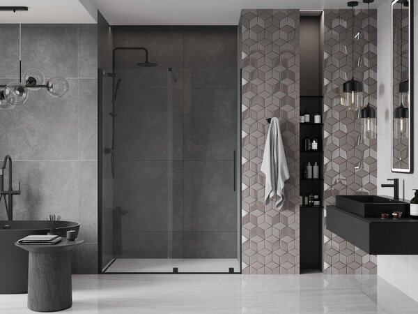 Mexen Velar, usa culisanta pentru deschidere 150x200 cm, sticla transparenta 8mm, negru mat, 871-150-000-01-70