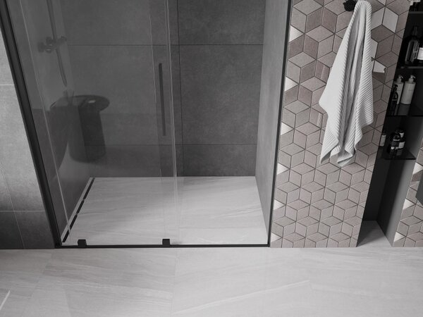 Mexen Velar, usa culisanta pentru deschidere 150x200 cm, sticla transparenta 8mm, negru mat, 871-150-000-01-70