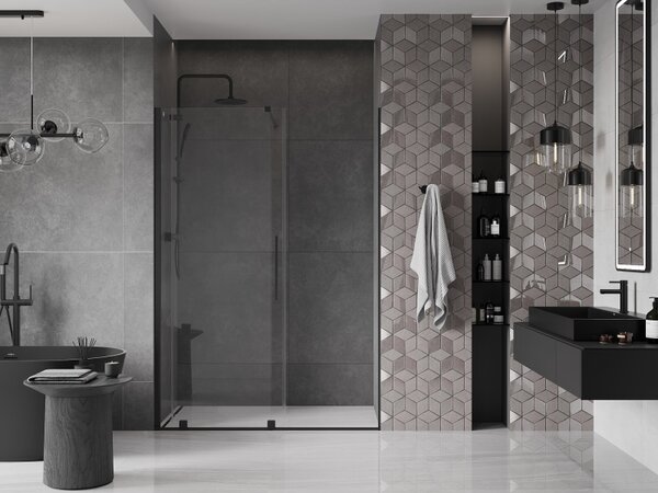 Mexen Velar, usa culisanta pentru deschidere 150x200 cm, sticla transparenta 8mm, negru mat, 871-150-000-01-70