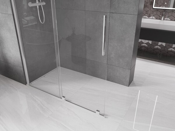 Mexen Velar, uşă glisantă în deschidere tip Walk-In 130 cm, sticlă transparentă de 8 mm, crom, 871-130-000-03-01