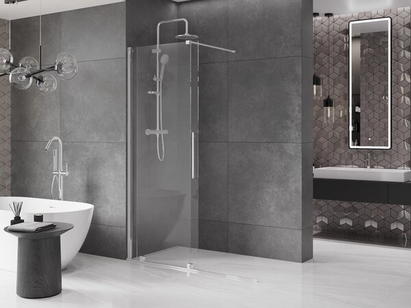 Mexen Velar, uşă glisantă în deschidere tip Walk-In 130 cm, sticlă transparentă de 8 mm, crom, 871-130-000-03-01