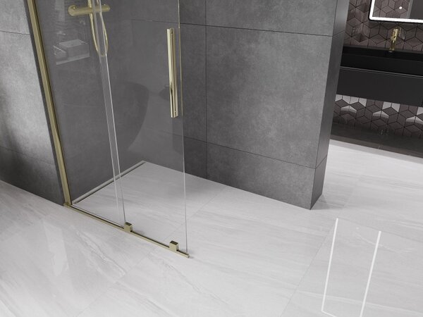 Mexen Velar, uşă glisantă în deschidere tip Walk-In 80 cm, sticlă transparentă de 8 mm, auriu strălucitor, 871-080-000-03-50