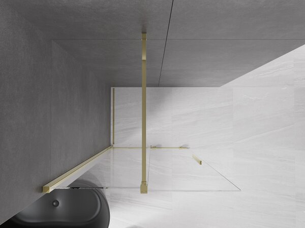 Mexen Velar, uşă glisantă în deschidere tip Walk-In 80 cm, sticlă transparentă de 8 mm, auriu strălucitor, 871-080-000-03-50