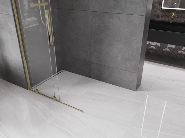 Mexen Velar, uşă glisantă în deschidere tip Walk-In 80 cm, sticlă transparentă de 8 mm, auriu strălucitor, 871-080-000-03-50