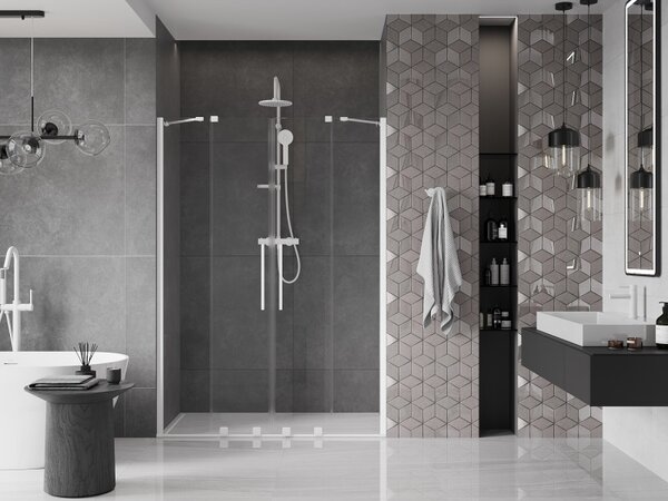 Mexen Velar Duo, usa glisanta pentru deschidere 160x200 cm, sticla transparenta 8mm, alb, 871-160-000-02-20
