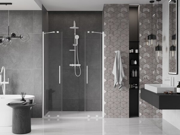 Mexen Velar Duo, usa glisanta pentru deschidere 160x200 cm, sticla transparenta 8mm, alb, 871-160-000-02-20