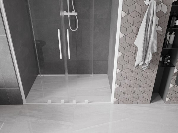 Mexen Velar Duo, usa glisanta pentru deschidere 160x200 cm, sticla transparenta 8mm, alb, 871-160-000-02-20