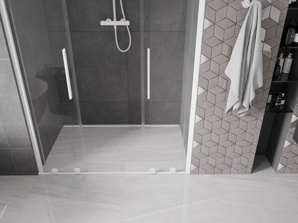 Mexen Velar Duo, usa glisanta pentru deschidere 160x200 cm, sticla transparenta 8mm, alb, 871-160-000-02-20