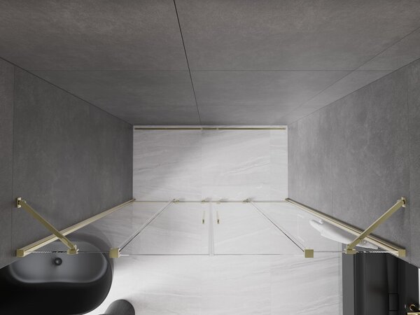 Mexen Velar Duo, usa glisanta pentru deschidere 170x200 cm, sticla transparenta 8mm, auriu lucios, 871-170-000-02-50
