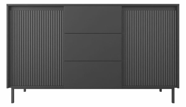 Comodă Comfivo Delruva I, Negru, MDF, PAL laminat, 90x153x50cm, 58 kg